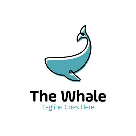 whale logo design template with line art, monoline, outline concept style. modern vector illustration of whaleのイラスト素材