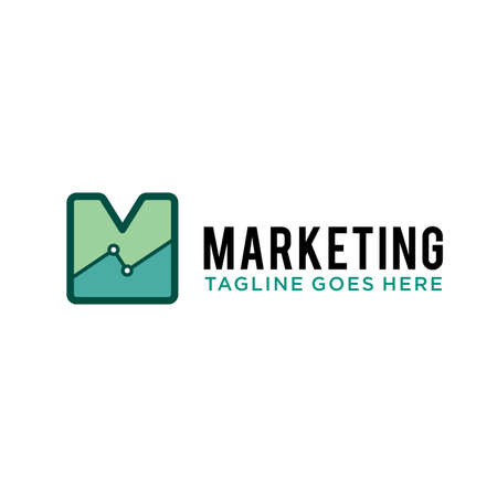 letter M trade marketing logo design vector. initial M and chart diagram graphic concept. company, corporate, business, finance symbol iconのイラスト素材