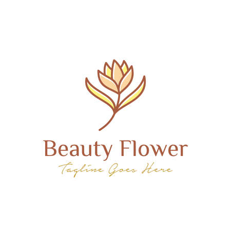 luxurious beauty flower logo design. flower and leaves logotype. universal premium brand template. beauty industry, cosmetics, jewelry, boutique, salon, hotel symbol iconのイラスト素材