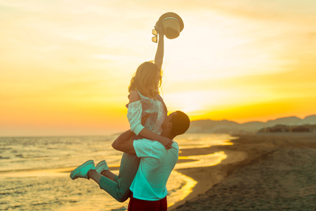 Love couple enjoy on the beachの写真素材