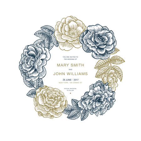 Vintage flower greeting card Vector illustrationのイラスト素材