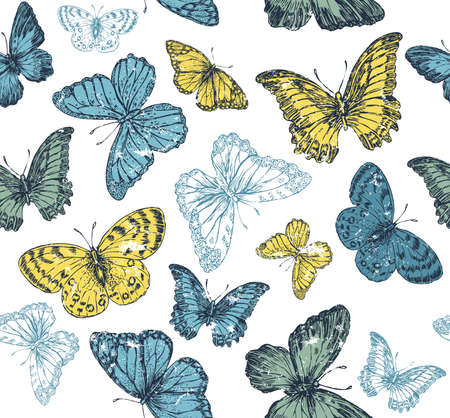 Butterflies Seamless Patternのイラスト素材