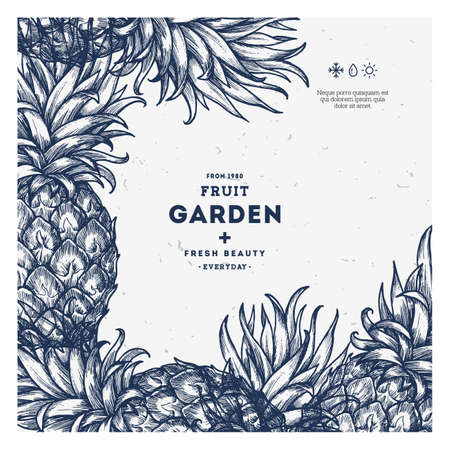 Hand drawn vintage fruit design template illustration.のイラスト素材