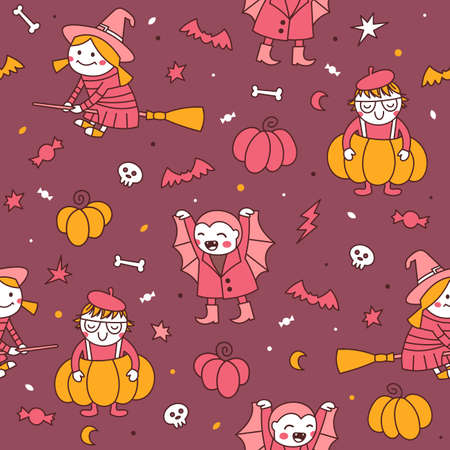 Halloween kids design pattern illustration.のイラスト素材