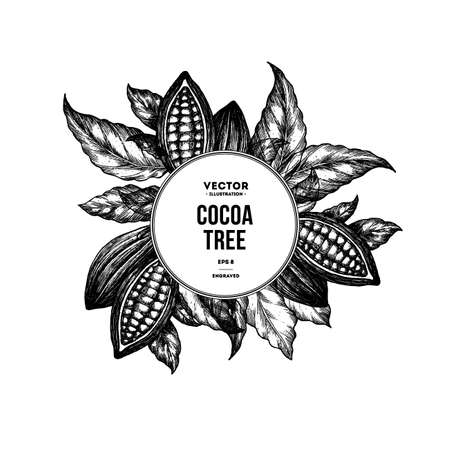 Choco bean design template engraved style illustration.のイラスト素材