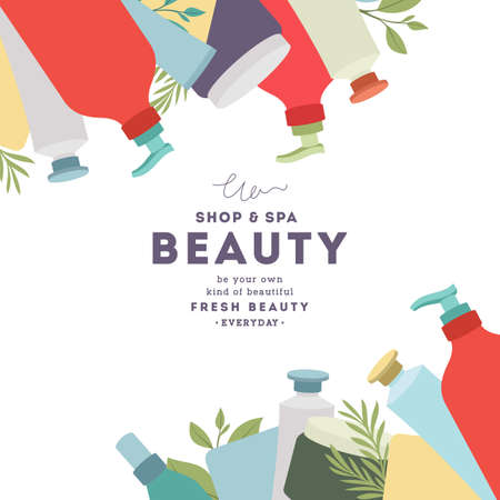 Various cosmetic design template. Beauty frame design. Vector illustrationのイラスト素材