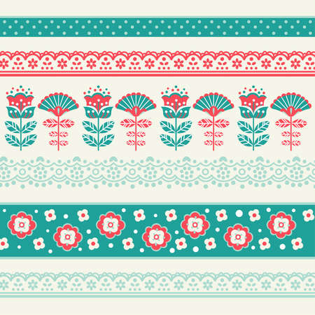 Cute retro fabric seamless pattern. Floral background. Vector illustrationのイラスト素材