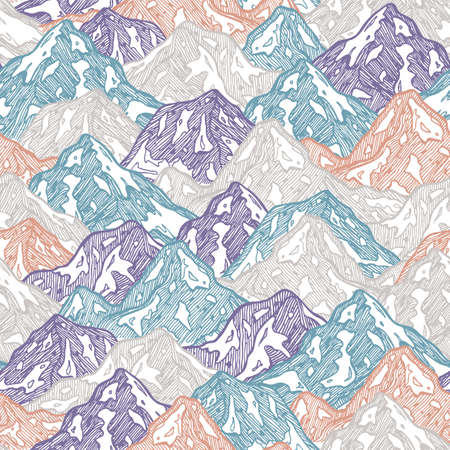 Mountains seamless pattern. Fun mountains kid illustration. Vector illustrationのイラスト素材