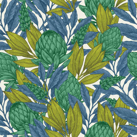 Protea seamless patternのイラスト素材