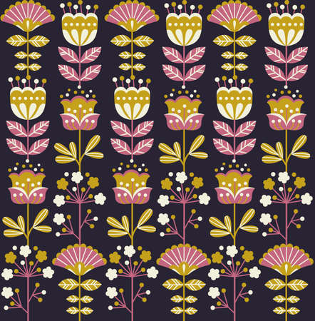 Retro flower seamless flower. Vintage floral background. Vector illustrationのイラスト素材