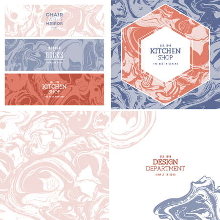 Marbles texture design kit. Banners, compositions, pattern.のイラスト素材