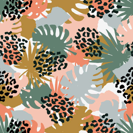 Seamless abstract exotic pattern. Leopard texture. Vector illustrationの素材 [FY310129232780]