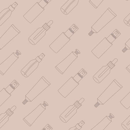 Cosmetic bottles seamless pattern. Organic cosmetics background.のイラスト素材