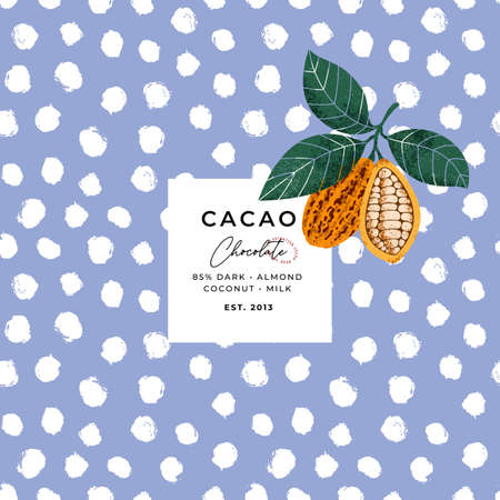 Chocolate bean textured illustration. Chocolate packaging design template.のイラスト素材