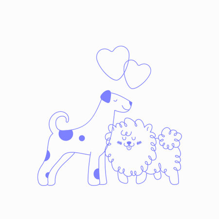 Cute dogs outline illustration. Flat web style.のイラスト素材