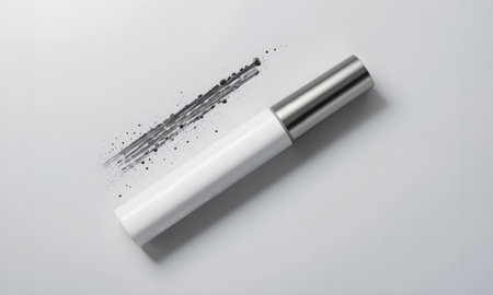 White Mascara Tube Mockup with Silver Cap, Realistic Cosmetic Packaging Design for Makeup and Beauty Branding Presentationの素材
