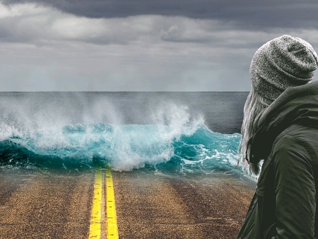 View road waterの素材