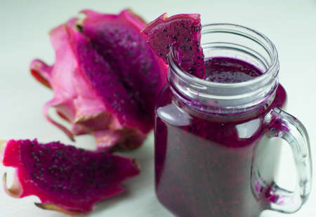 red dragon fruit juice, made from fresh dragon fruitの写真素材