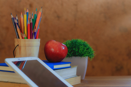 Background on wooden table in the old earth room.の写真素材