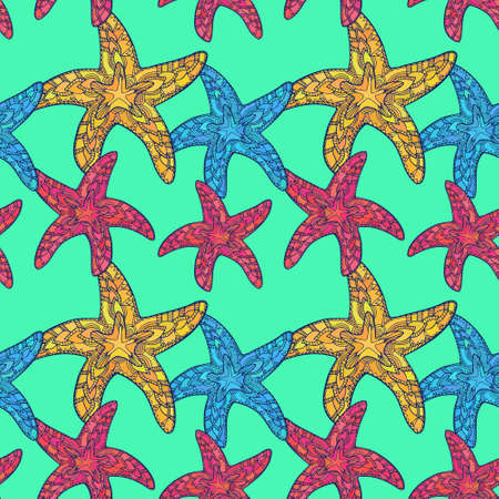 Starfish zentangle pattern made with clipping mask. Vector illustration can be used for backgrounds, web design, surface textures and other crafts.のイラスト素材