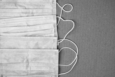 Medical masks. Coronavirus protection concept. One of the ways to reduce the spread of virus. Prevention the spread of COVID-19. Air pollution and virus protection.の写真素材