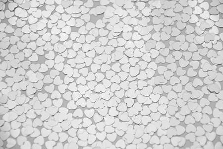 Hearts sparkles Valentines day background. Black and white photo. Grey love background photo can be...