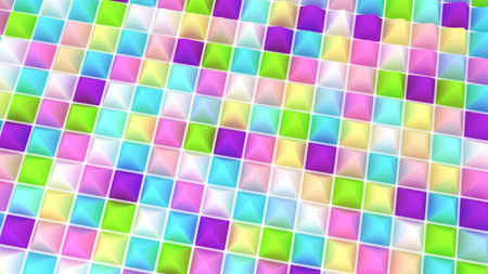 Holographic pyramids background. 3d illustration. Multicolor wallpaper. Smooth pastel texture....