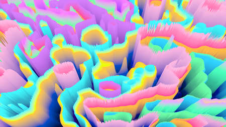 Color explosion. Paint splash. Abstact wallpaper. Multicolor glow. Neon. Fractal. Digital art. Fairy. Futuristic. Surreal texture. 3d illustration. Imagination. Creative.の写真素材