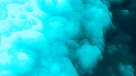 Ice abstract. Smoke background. Blue fog. Turquoise. Color explosion. Abstact wallpaper. Fractal. Digital art. Water. Futuristic. Surreal texture. 3d illustration. Imagination.の写真素材