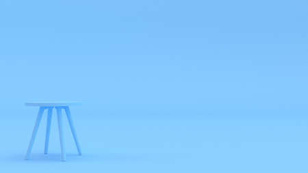 Table 3d illustration. Interior design background. Minimal style furniture poster. Pastel blue color. Coffee table image.の写真素材