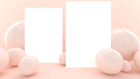 3d background with paper sheet. Place for text. Ball. Sphere. Bubble. Abstract wallpaper. Geometric...