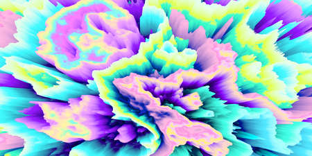 Color explosion. Paint splash wallpaper. Multicolor glow. Space. Universe. Galaxy. Creative. Neon. Fractal. 3d illustration. Imagination. Fantasy.の写真素材
