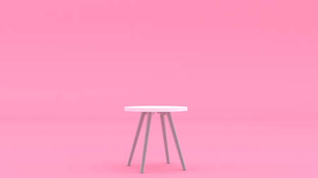 Table 3d illustration. Interior design background. Minimal style furniture poster. Pastel pink color. Coffee table image.の写真素材