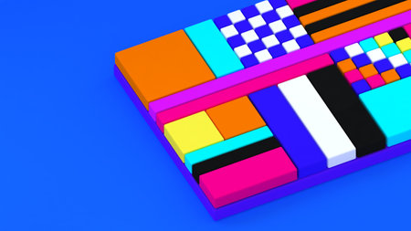 3d background. Abstract wallpaper. Pop art. Shapes 3d. Flying geometric objects. Minimalism. Trendy...