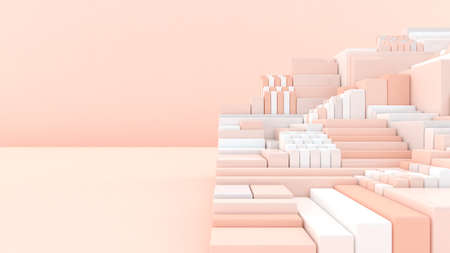 3d background. Abstract wallpaper. Shapes 3d. Flying geometric objects. Minimalism. Trendy modern illustration. Render. Stylish concept. Poster. Minimal style. Pastel colors.の写真素材