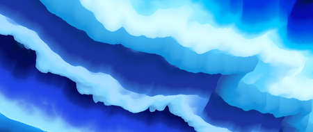 Color explosion. Abstract paint splash. Ultra wide wallpaper. Blue fractal. Digital art. Futuristic surreal texture. 3d illustration. Creative neon color flow background.の写真素材