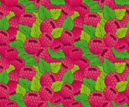 Pink sweet and fresh raspberry summer pattern. Vector illustration can be used for backgrounds, web design, surface textures, food design and other crafts.のイラスト素材