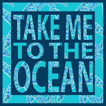 Ocean summer poster with starfish pattern made with clipping mask. Vector illustration can be used for backgrounds, web design, surface textures and other crafts.のイラスト素材