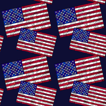 Unusual colorful pattern with United States flag. Vector ornament with USA flag can be used for web...