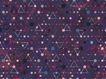 Abstract triangle web background with colorful dots. Geometric texture. Trendy vector background can be used for web design, textures and fashion textile fabric, cases, printed products.のイラスト素材