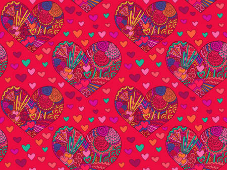 Valentines day hearts pattern. colorful hearts background. Vector image can be used for web design, trendy printed products, posters, invitations and greeting cards.のイラスト素材