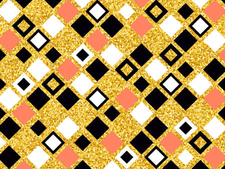 Golden glitter background. Black gorgeous texture with golden sparkles. Trendy vector background can...