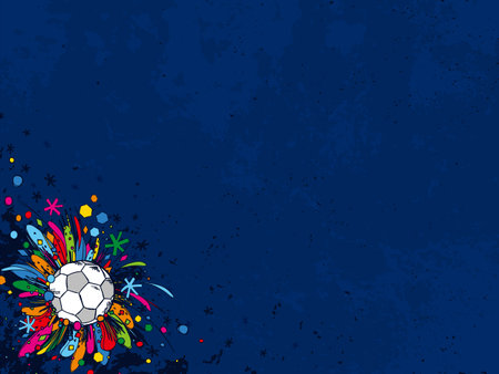 Football doodles ornament background. Soccer bright sketches. European football theme sport wallpaper.のイラスト素材