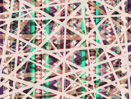 Tribal boho summer background. Aztec style creative lines. Abstract ethnic vector can be used for...