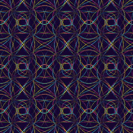 Dots waves patterns. Neuron futuristic texture. Minimalism background. Abstract circles motion. Hand drawn effect illustration.のイラスト素材