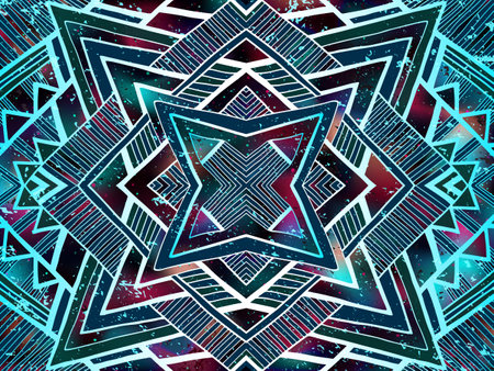 Abstract background. Tribal boho summer background. Colorful ornament background. Summer night sky...