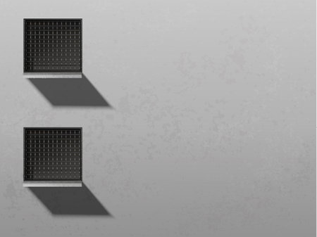 Minimalism style architecture background. Abstract wall with windows. Jail windows illustration....