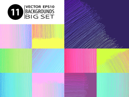 Doodle backgrounds. Big set of abstract layouts. Ink scribbles templates. Pencil hand drawn effect. Sketch vector illustrations for web design or modern printed products.のイラスト素材