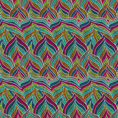 Feather pattern. texture. Abstract feather doodles. Embroidery pattern. Boho style seamless background. Vector illustration for fashion or interior fabric design.のイラスト素材