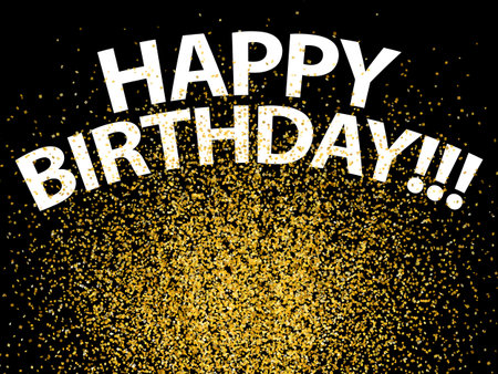 Confetti background. Happy birthday vector. Golden glitter sparkles. Birthday congratulations concept. Anniversary illustration for web design, creative projects or printed products.のイラスト素材